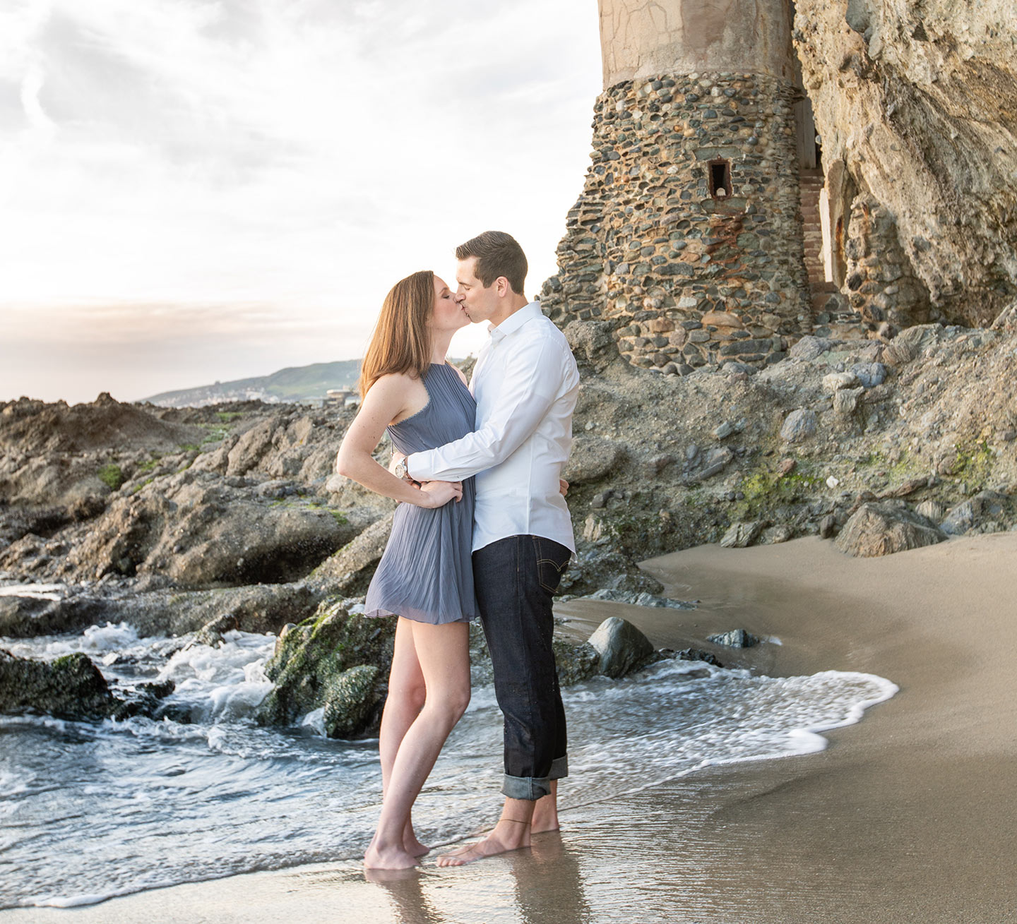 Engagement Session Kissing on Beach