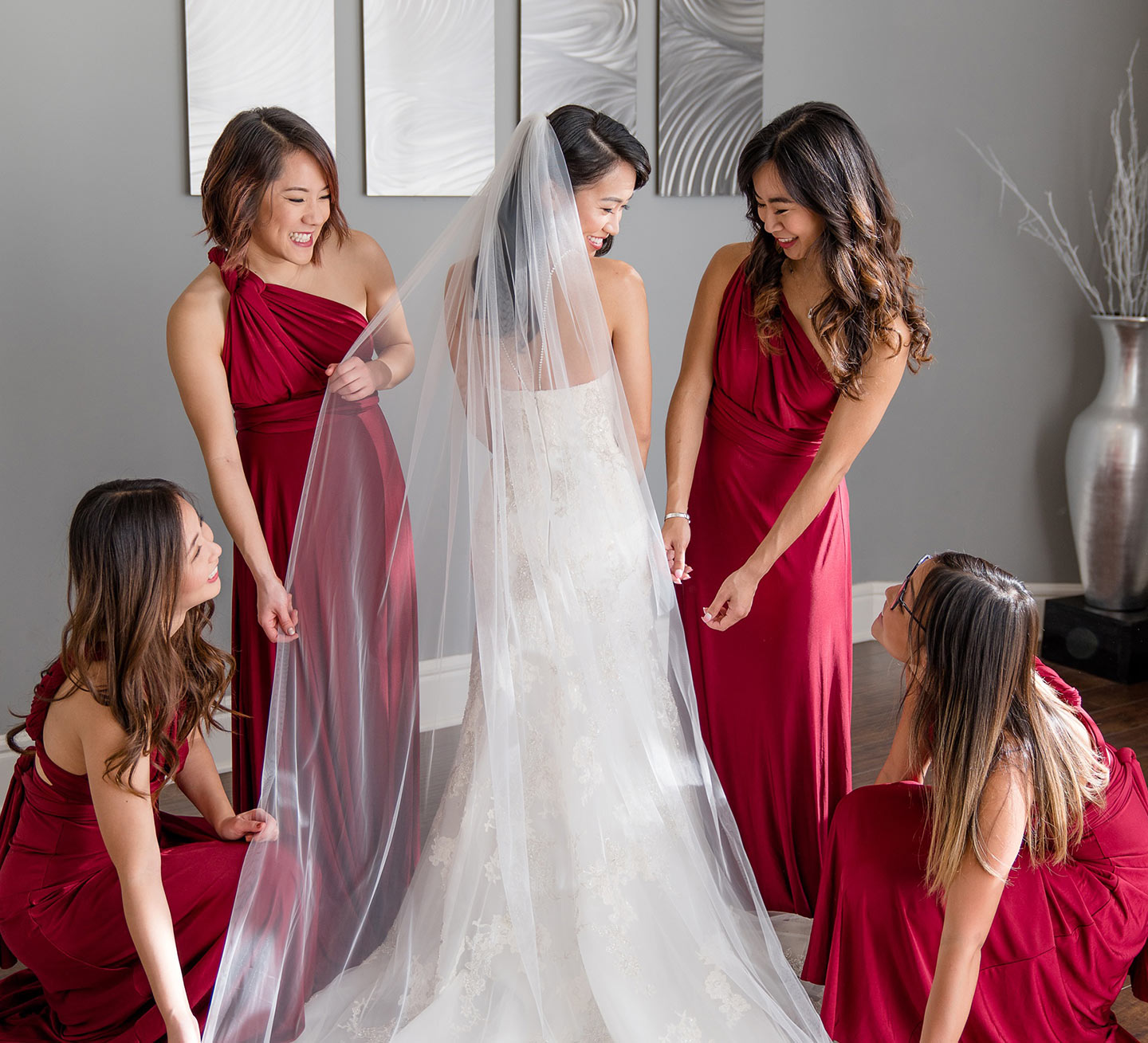 Bride with bridesmaids